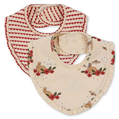 Konges Sløjd Bunny Tokki/Heart 2-pack Basic Frill Bib