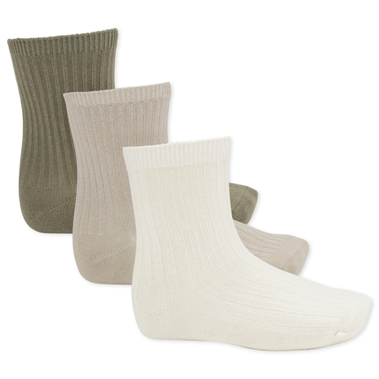 Konges Sløjd Rib Socks 3-pack Overland Trek/French Oak/Off White