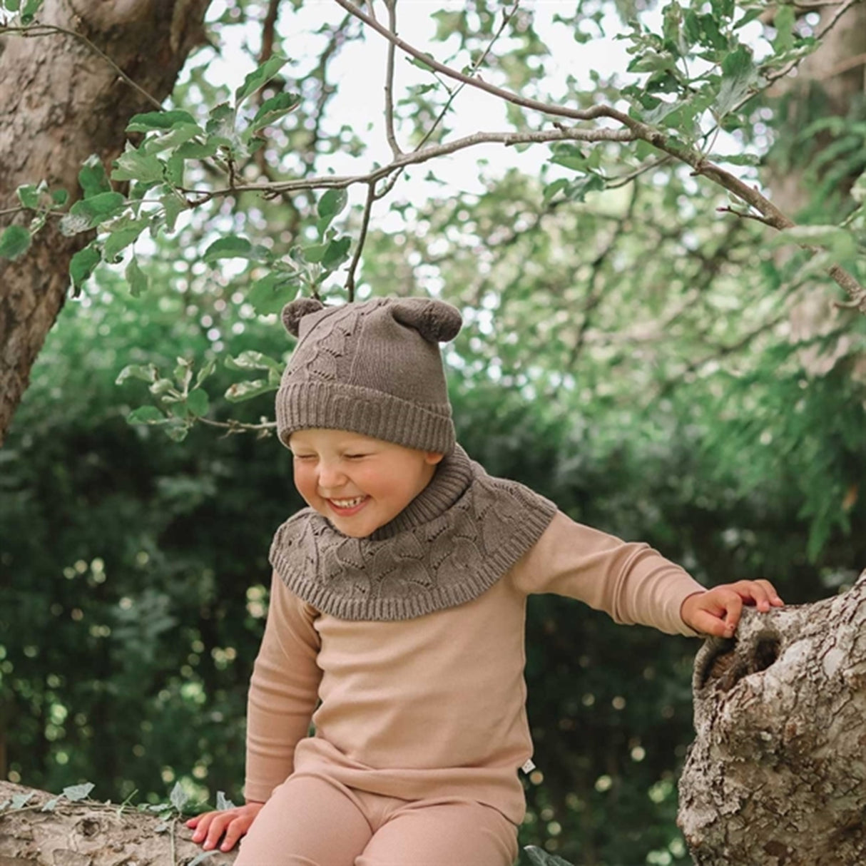 That's Mine Earth Brown Melange Chapette Pointelle Knit Hat