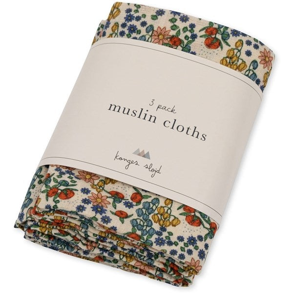 Konges Sløjd Muslin Cloths GOTS 3-Pack Bibi Fleur