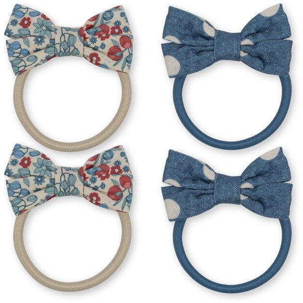 Konges Sløjd Hair Elastic Bow 4-Pack Bibi Blue/Captain Dot