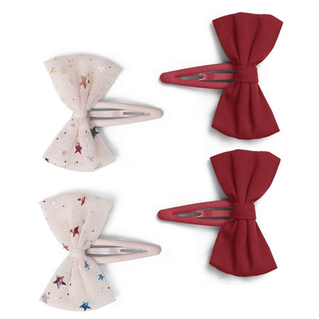 Konges Sløjd Hair Clip Tulle Bowtie 4-pack Multi Star/Red