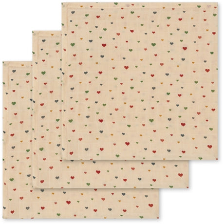 Konges Sløjd Muslin Cloth 3-pack Multi Hearts