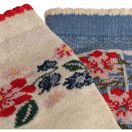 Konges Sløjd Blue/Almond 2-Pack Flower Jacquard Socks 2