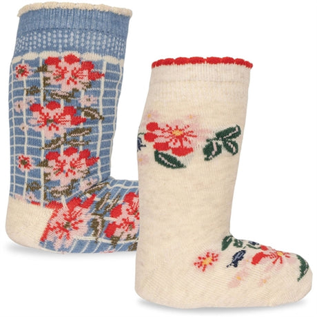 Konges Sløjd Blue/Almond 2-Pack Flower Jacquard Socks