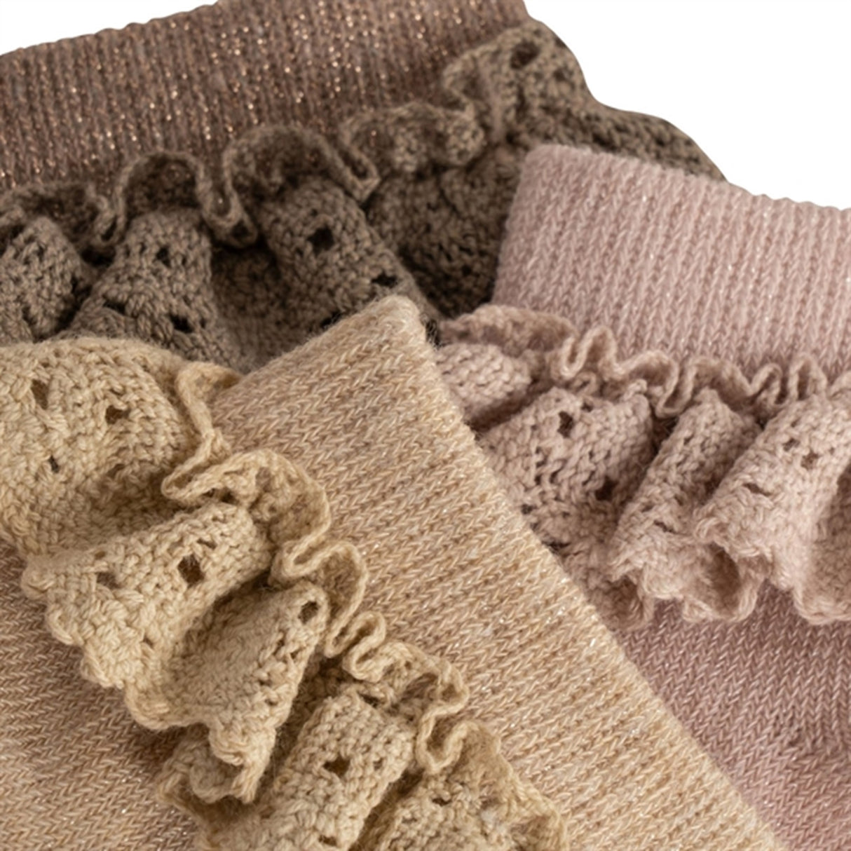 Konges Sløjd Rose/Sand/Roebuck 3-Pack Lurex Lace Socks 4