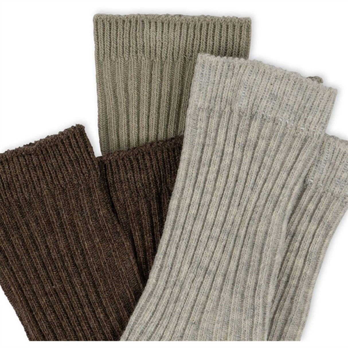 Konges Sløjd Soft Grey/Ment/Brown 3-Pack Rib Socks 4