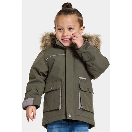 Didriksons Deep Green Kure Kids Parka Jacket 2