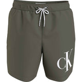 Calvin Klein Medium Drawstring Swim Shorts Graphic Dusty Olive