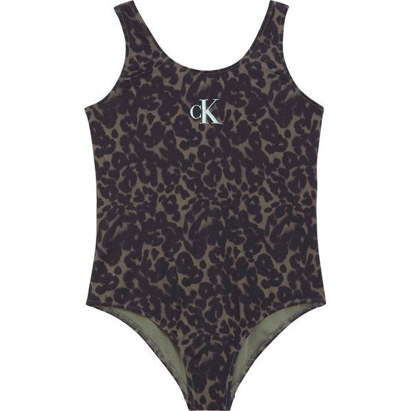 Calvin Klein Swimsuit CK Leopard Olive Aop