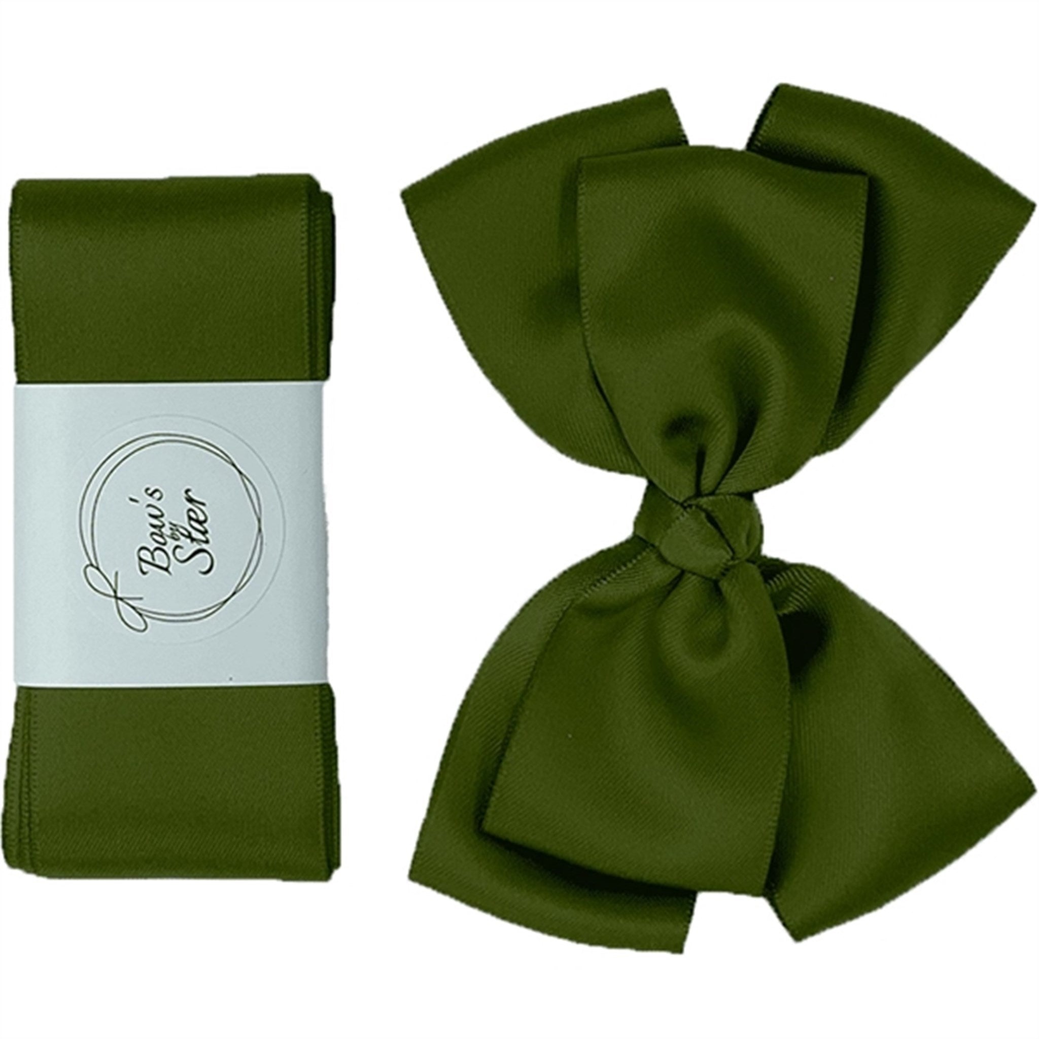 Bow's by Stær Christening Ribbon Satin w. Double Bow Moss
