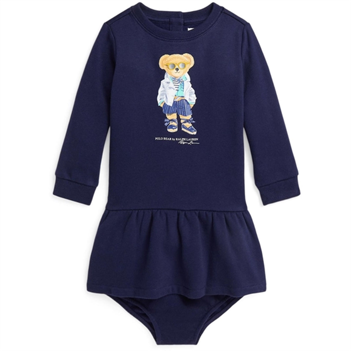 Ralph Lauren Baby Bear Dress And Bloomer Newport Navy