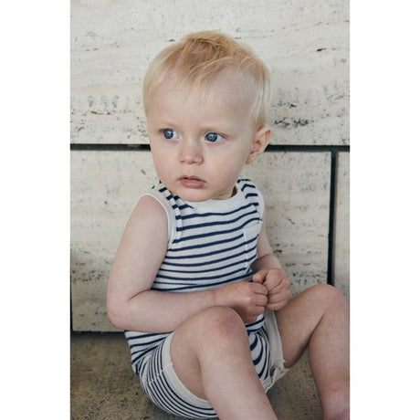 Copenhagen Colors Cream/Navy Comb. Strik Romper Stripe