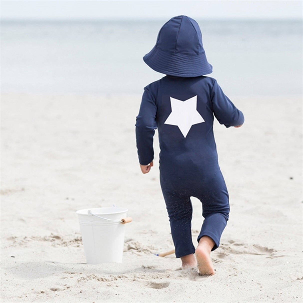 Petit Crabe Blue Lou Star Sunsuit with Zipper 4