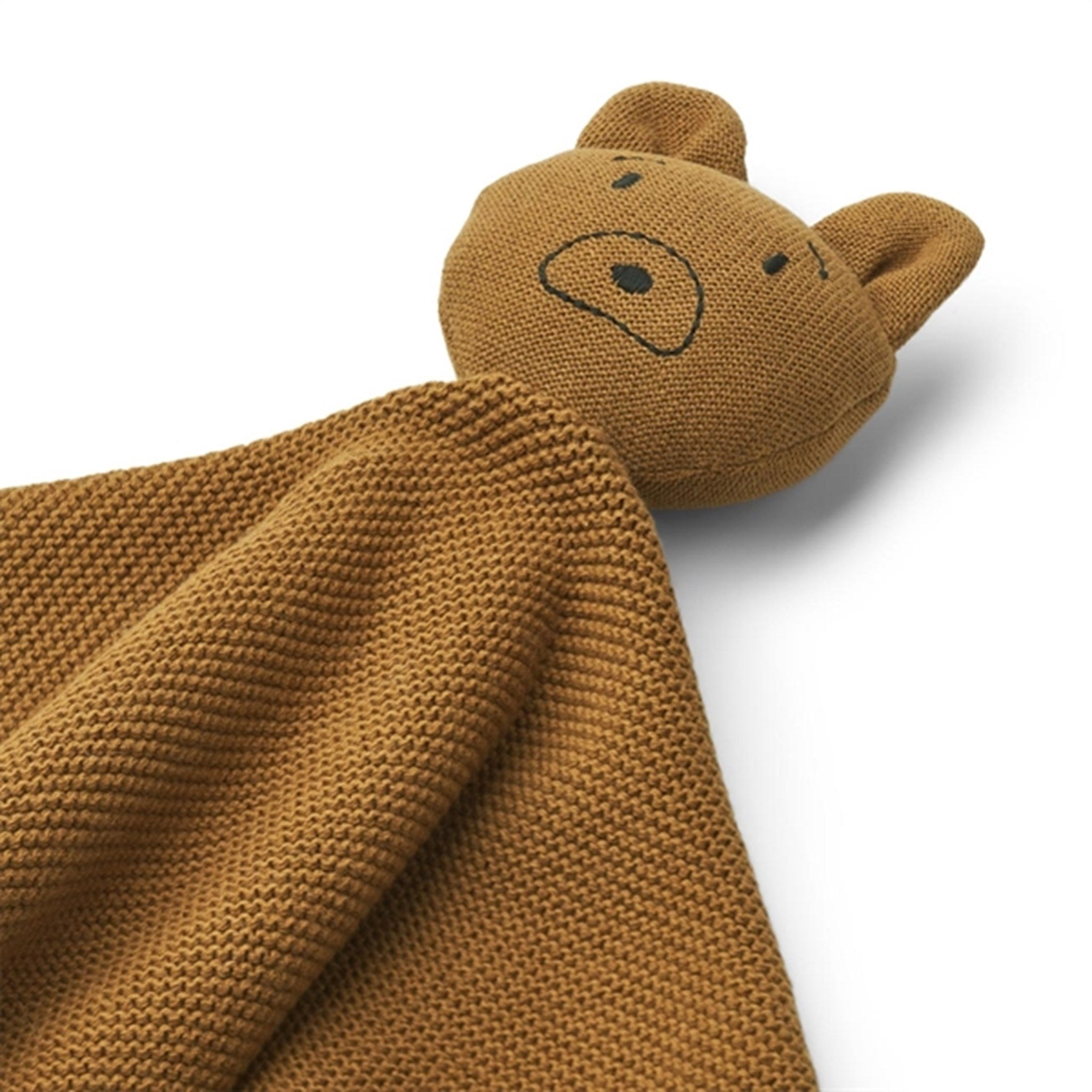 Liewood Milo Knit Cuddle Cloth Mr Bear Golden Caramel 2