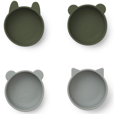 Liewood Iggy Silicone Bowl 4-Pack Hunter Green Mix