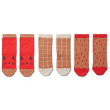 Liewood Silas Cotton Socks 3 Pack Apple Red Multi Mix