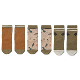 Liewood Silas Cotton Socks 3 Pack Dino Dark Sandy Mix