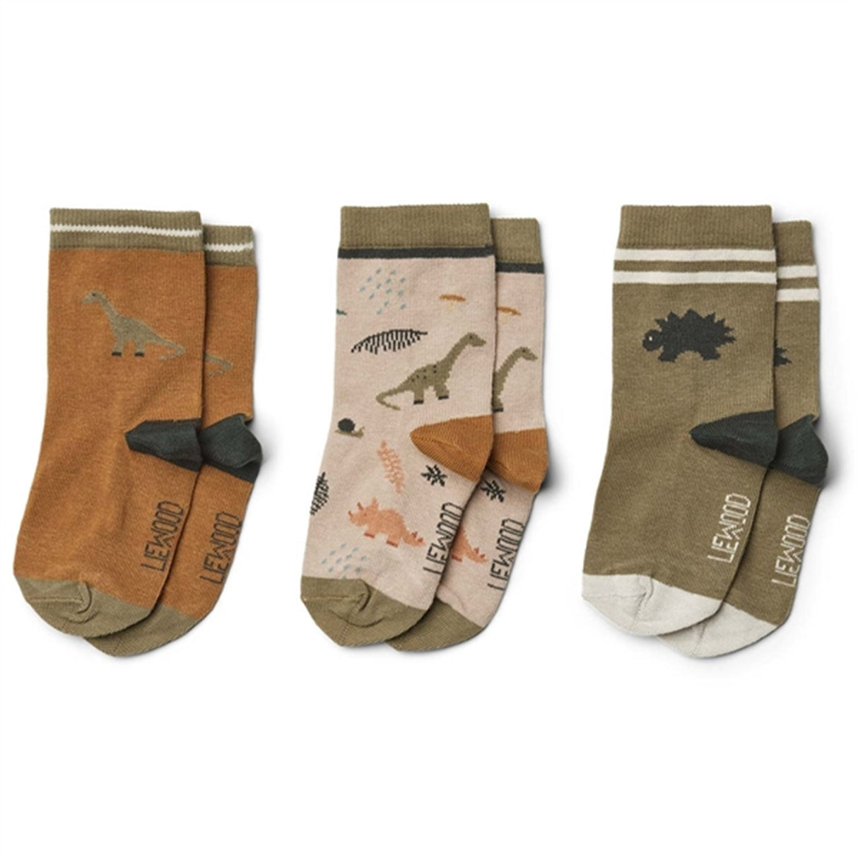 Liewood Silas Cotton Socks 3 Pack Dino Dark Sandy Mix 2