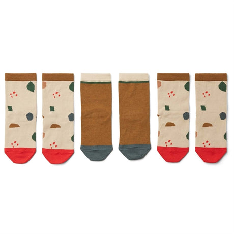 Liewood Silas Cotton Socks 3 Pack Geometric Foggy Mix