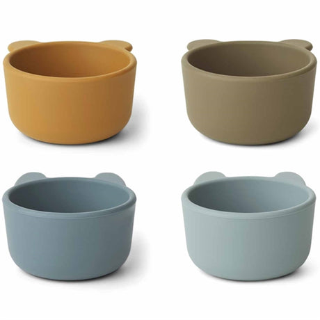 Liewood Malene Silicone Bowls 4-Pack Golden Caramel / Blue Multi Mix