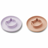 Liewood Gordon Silicone Plate 2-pack Cat Light Lavender Rose Mix 2