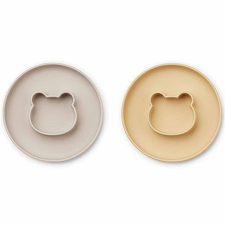 Liewood Gordon Silicone Plate 2-pack Mr Bear Wheat Yellow/Sandy Mix