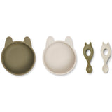 Liewood Evan Silicone Set 2-Pack Rabbit Khaki/Sandy Mix