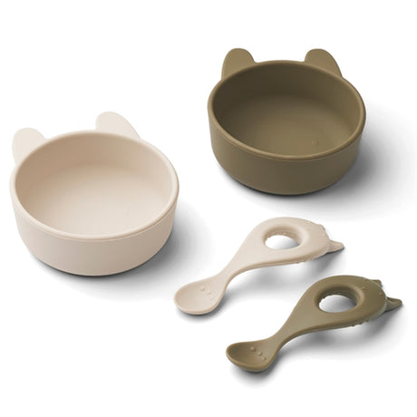 Liewood Evan Silicone Set 2-Pack Rabbit Khaki/Sandy Mix 2