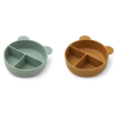 Liewood Conny Silicone Divider Bowl 2-pack Peppermint Golden Caramel Mix