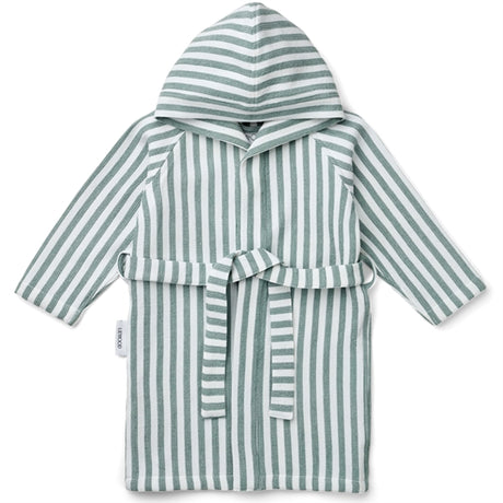 Liewood Gray Bathrobe YD Stripe Peppermint/White