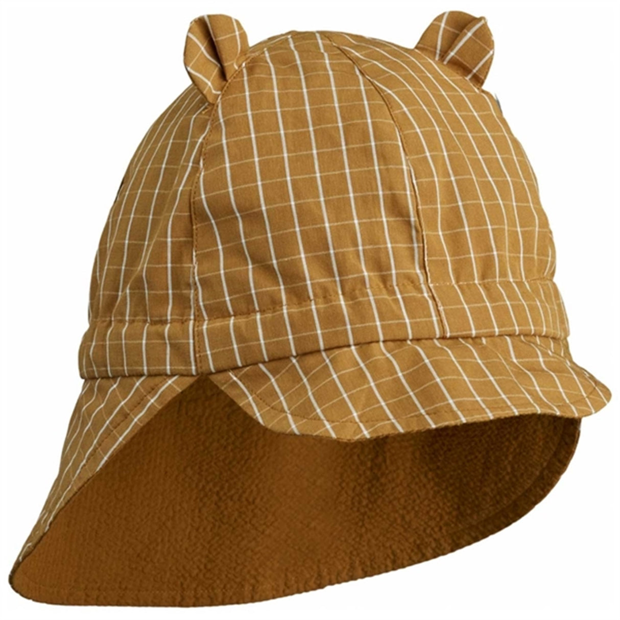 Liewood Gorm Reversible Seersucker Sun Hat Golden Caramel/White