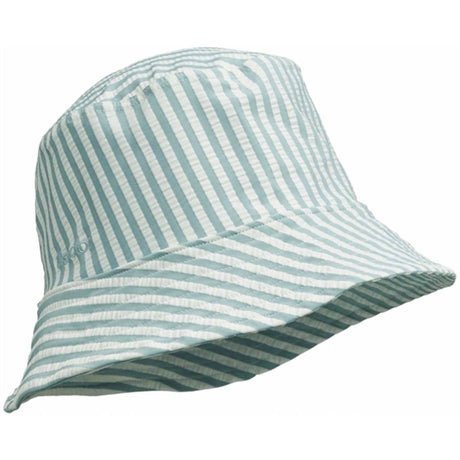 Liewood Matty Stripe Sunhat Seersucker Sea Blue/White