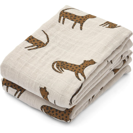 Liewood Lewis Muslin Cloths 2-pak Leopard Sandy