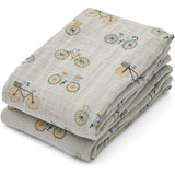 Liewood Lewis Muslin Cloths 2-pak Bicycle Cloud Blue