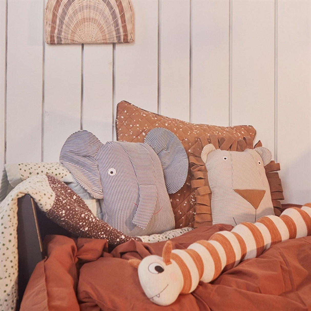 OYOY Erik Elephant Denim Pillow