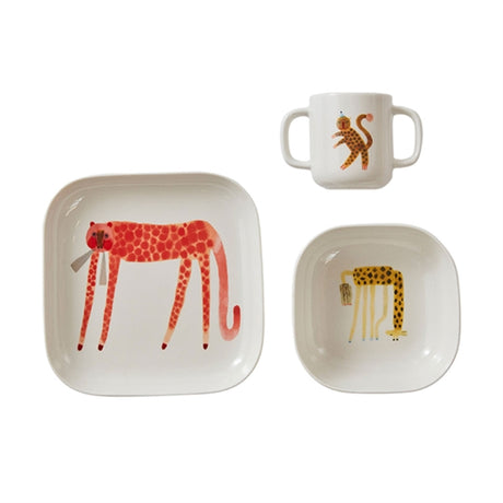 OYOY Moira Tableware Set Strawberry Cat Offwhite