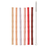 OYOY Bamboo Silicone Straw 6-Pack Cherry Red / Vanilla