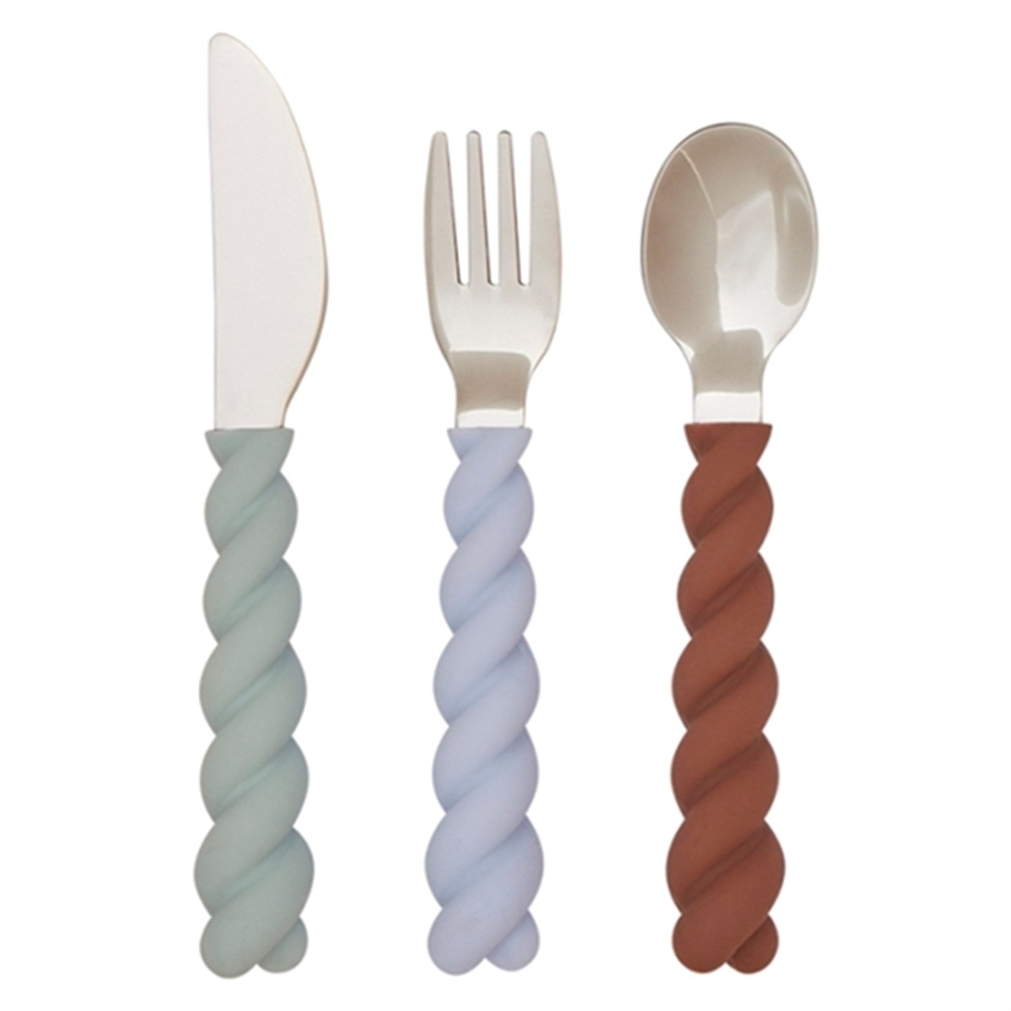 OYOY Cutlery Set Mellow 3-pack Pale Mint/Choko/Ice Blue