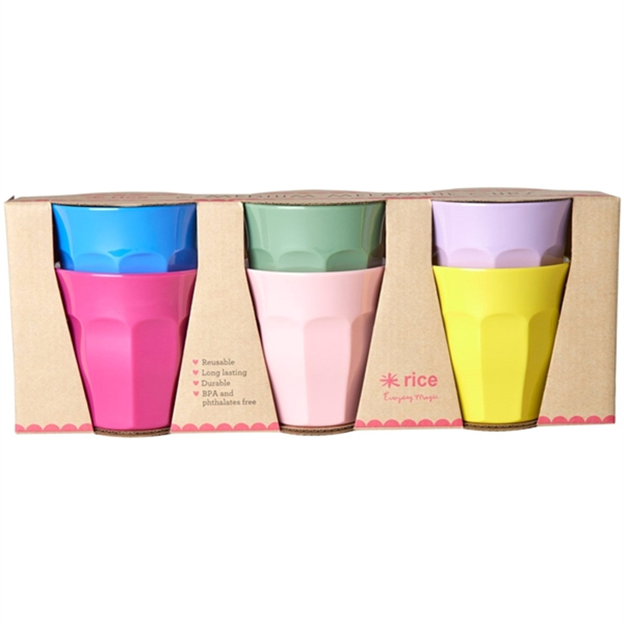RICE Multicolour Medium Melamine Cup 6-pack