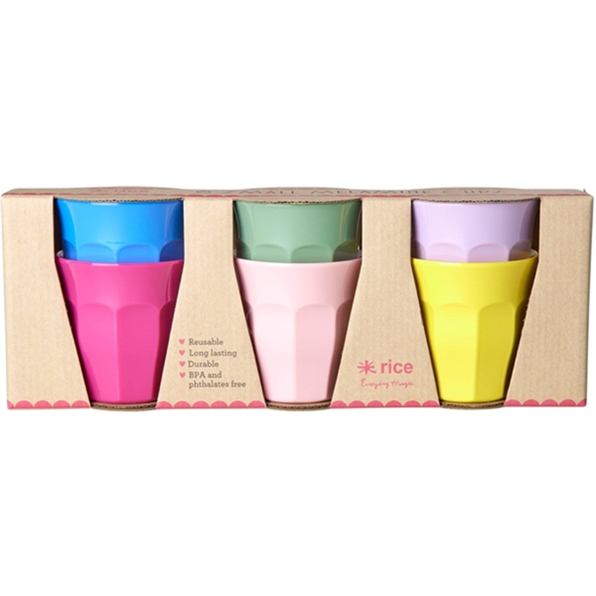 RICE Multicolour Small Melamine Cup 6-pack