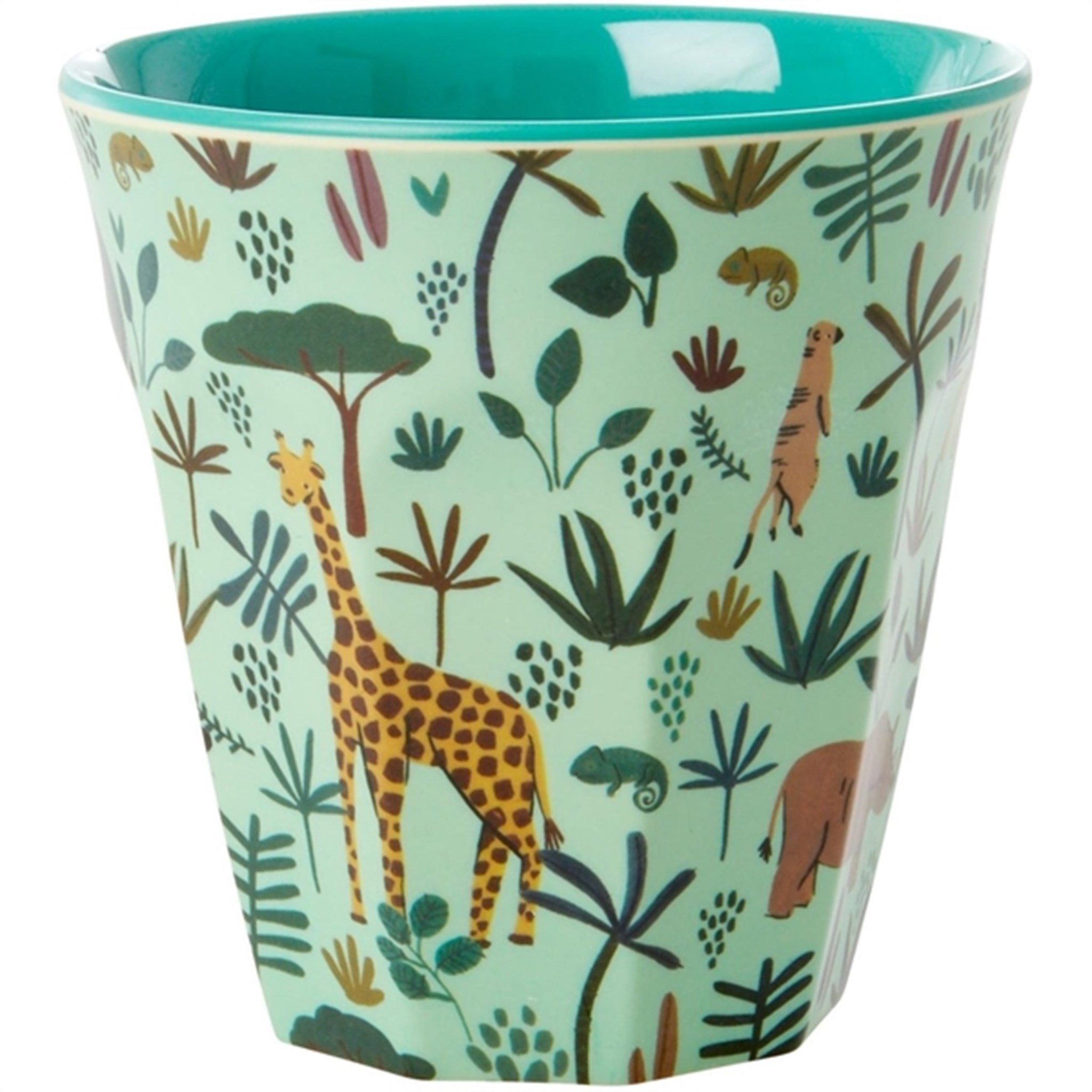 RICE Green All Over Jungle Animals Print Medium Melamine Cup