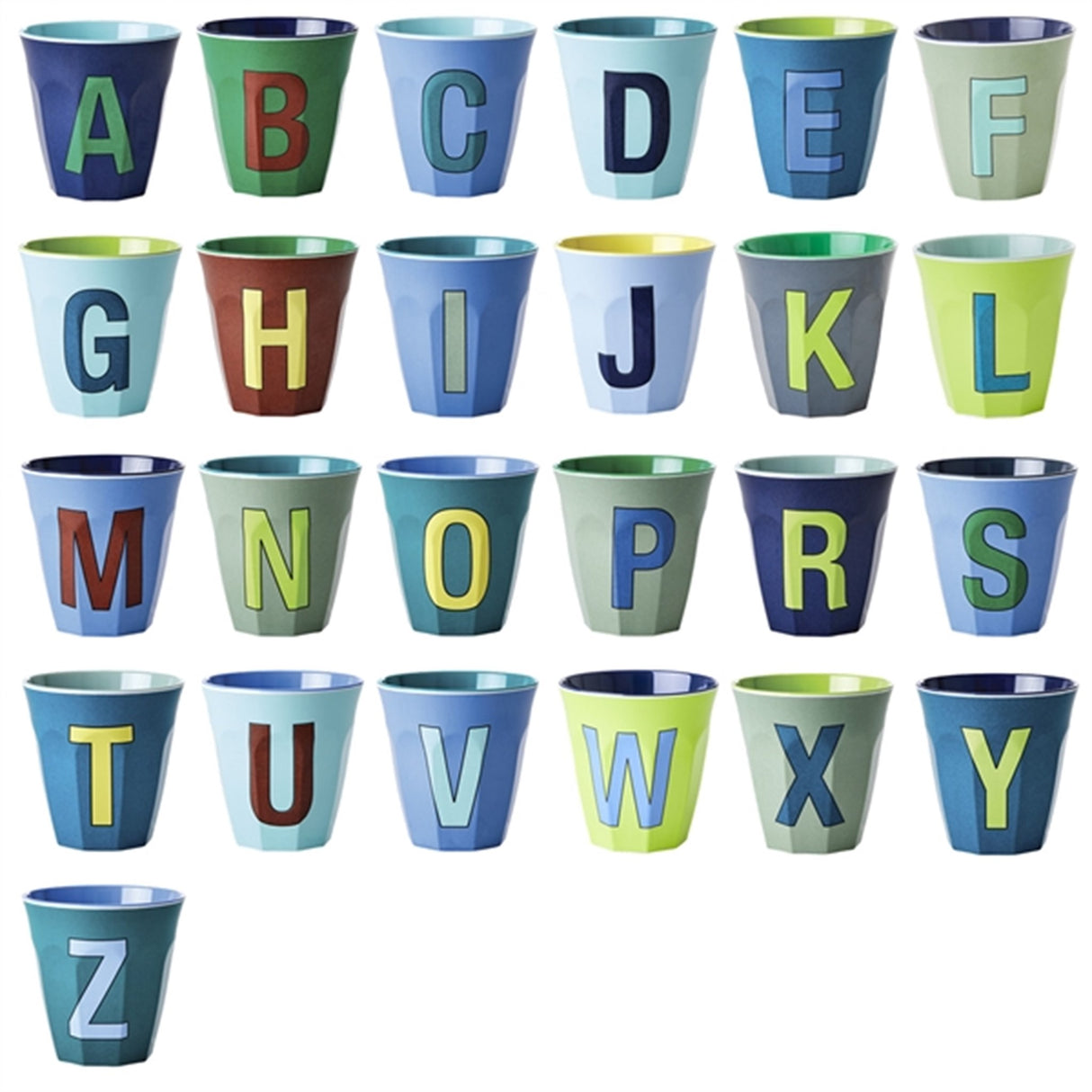 RICE Bluish Colors Melamin Alphabet Cup