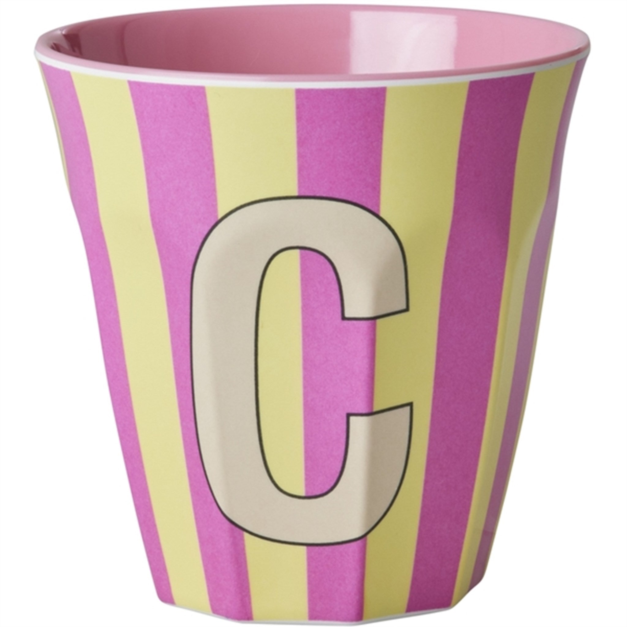 RICE Pinkish Stripes Melamine Alphabet Cup 4