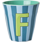 RICE Bluish Stripes Melamine Alphabet Cup 7
