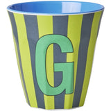 RICE Bluish Stripes Melamine Alphabet Cup 8