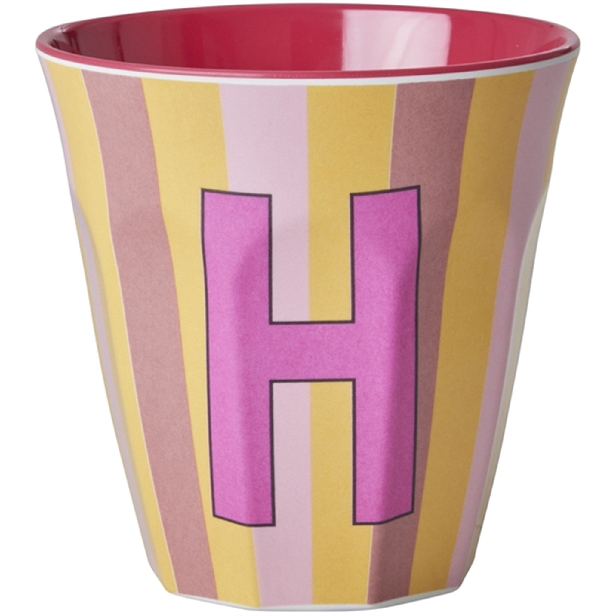 RICE Pinkish Stripes Melamine Alphabet Cup 9