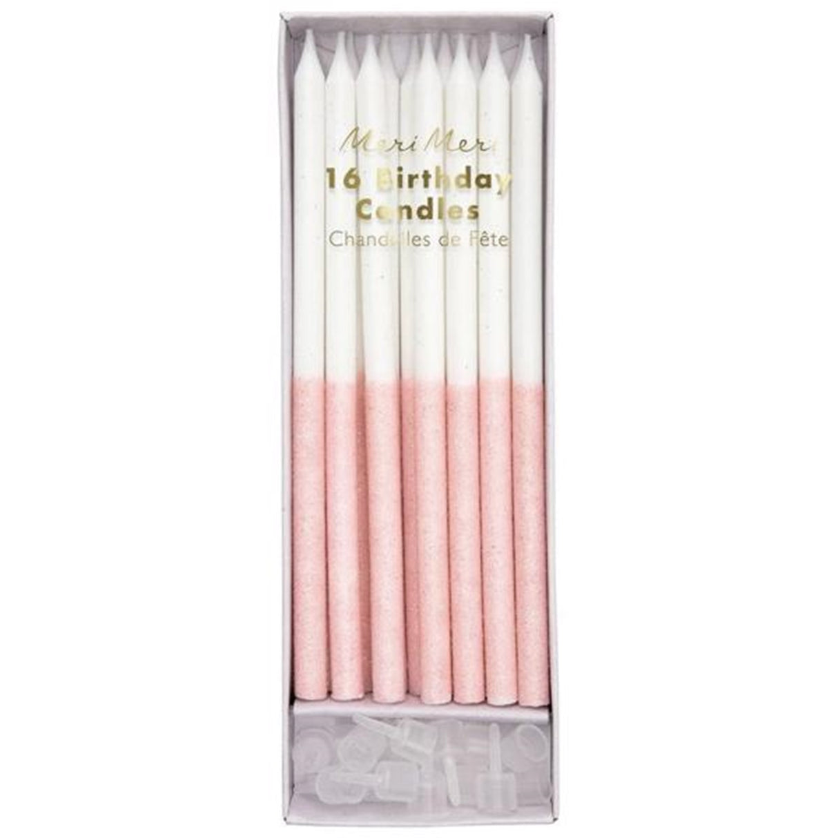 Meri Meri Glitter Birthday Candles Pale Pink 16 pcs