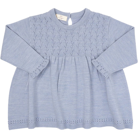 Copenhagen Colors Dusty Blue Merino Blouse Pointelle