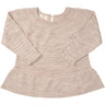 Copenhagen Colors Pale Cream Melange Merino Knitted Pattern Blouse w. Frill